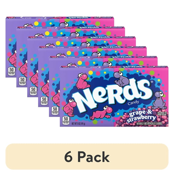 (6 pack) NERDS Candy, Grape and Strawberry, 5 oz Theater Box