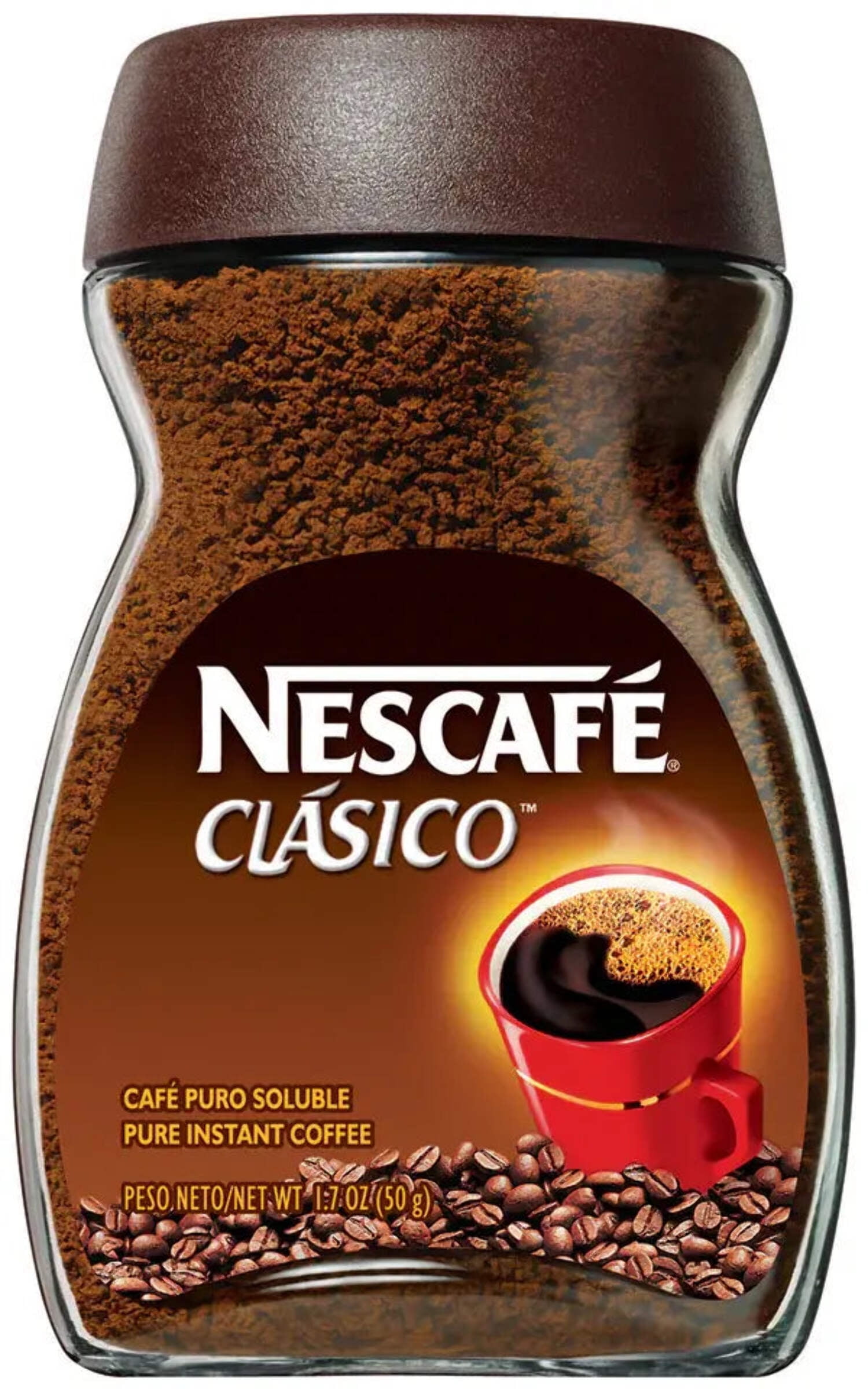 6 pack) NESCAFÉ CLÁSICO, Dark Roast, Instant Coffee, 1 Jar (1.7 Oz