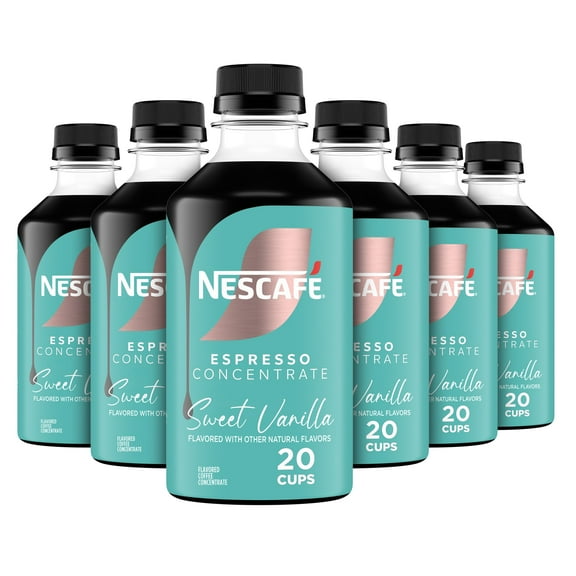 (6 pack) NESCAF Espresso Concentrate, Sweet Vanilla, Instant Espresso Coffee, 10 fl oz, 6 Pack of Bottles
