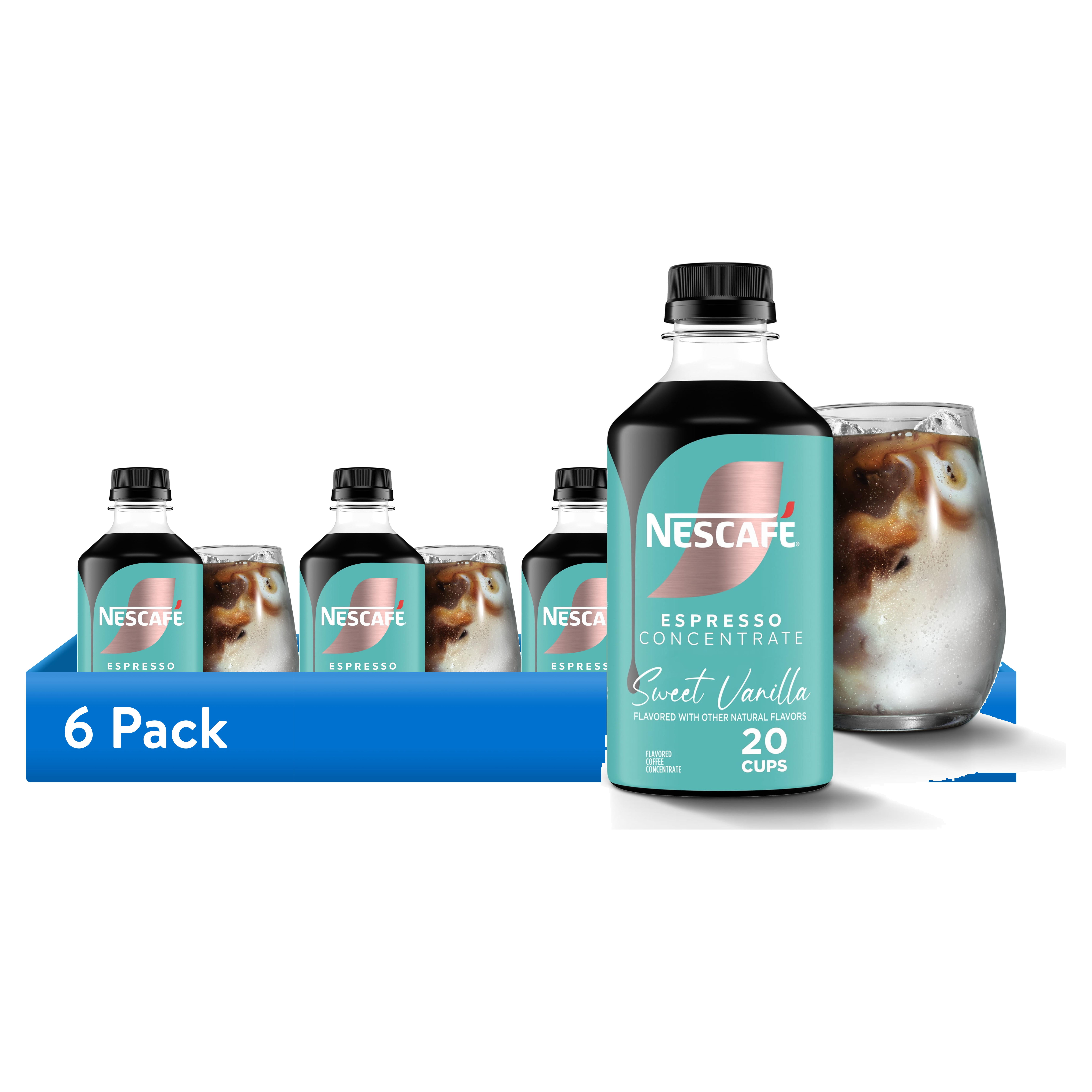 (6 pack) NESCAF Espresso Concentrate, Sweet Vanilla, Instant Espresso Coffee Concentrate, 10 fl oz