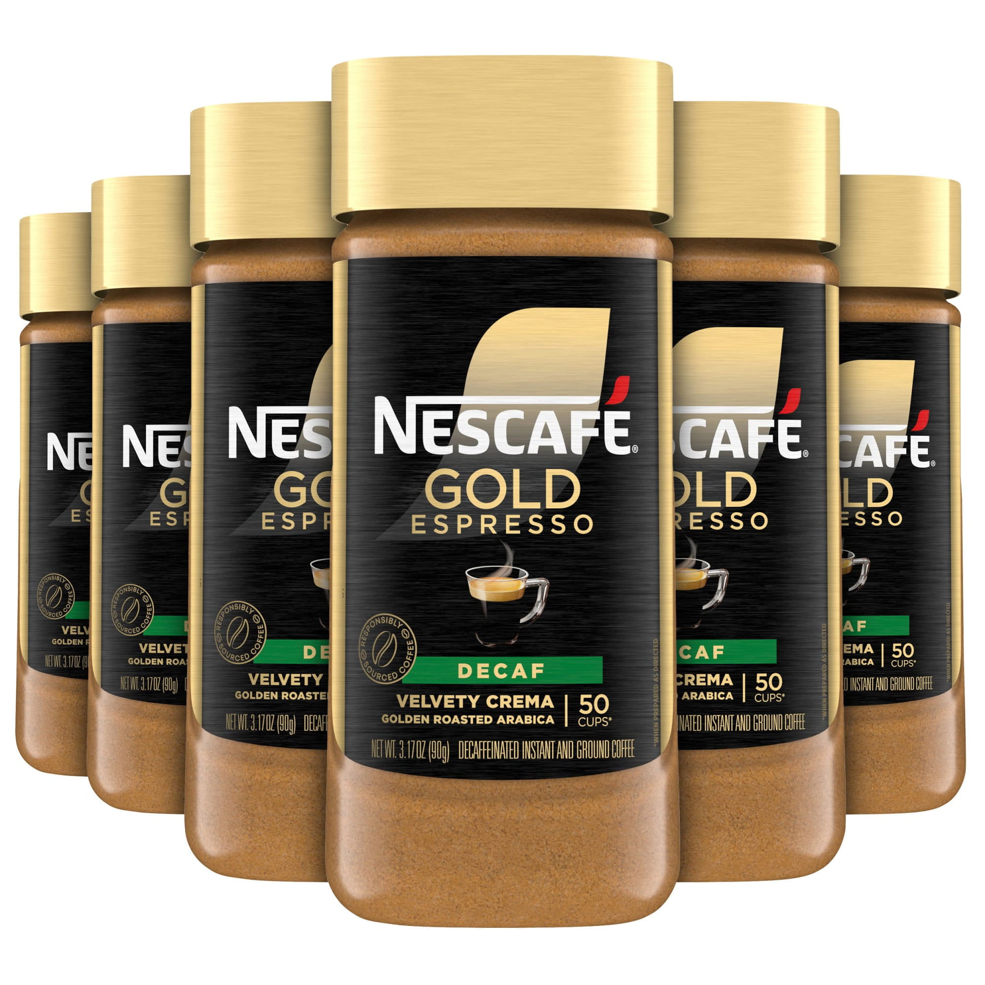 6 pack) NESCAFÉ Gold Decaf Espresso Instant Coffee, 3.17 oz