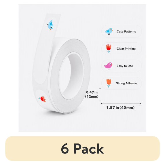 (6 pack) (6 pack) NIIMBOT Thermal Labels(0.47" x 1.57") Printer Sticker Paper with Self-Adhesive for D11/D110/D101/H1/H1S Label Maker,1 Roll of 160 (Birdsong)