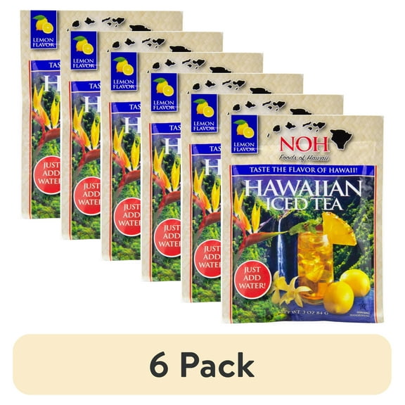 (6 pack) NOH Hawaiian Lemon Powdered Iced Tea Mix, 3 oz, Contains Soy