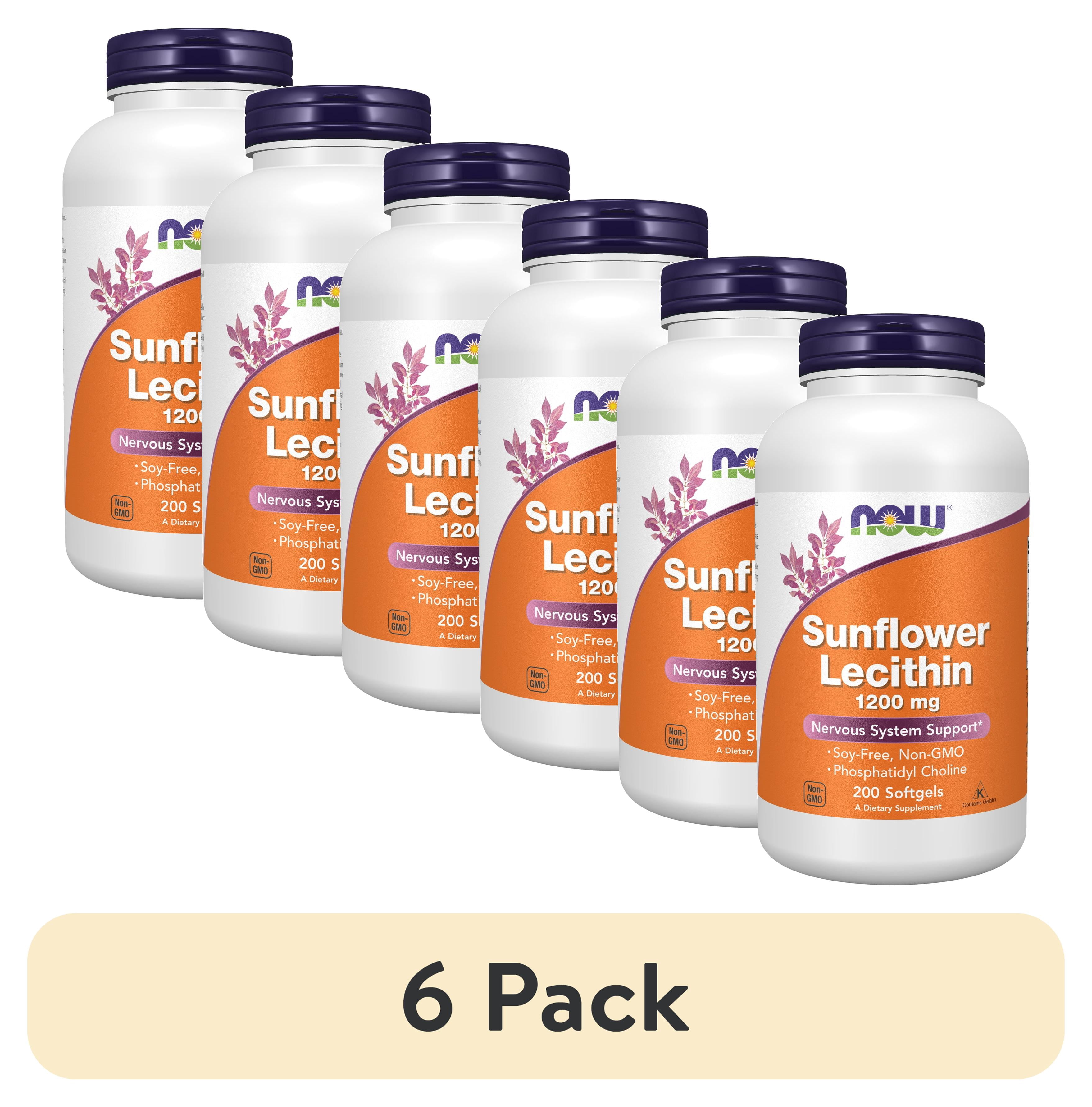 (6 pack) NOW Supplements, Sunflower Lecithin 1200 mg with Phosphatidyl Choline, 200 Softgels