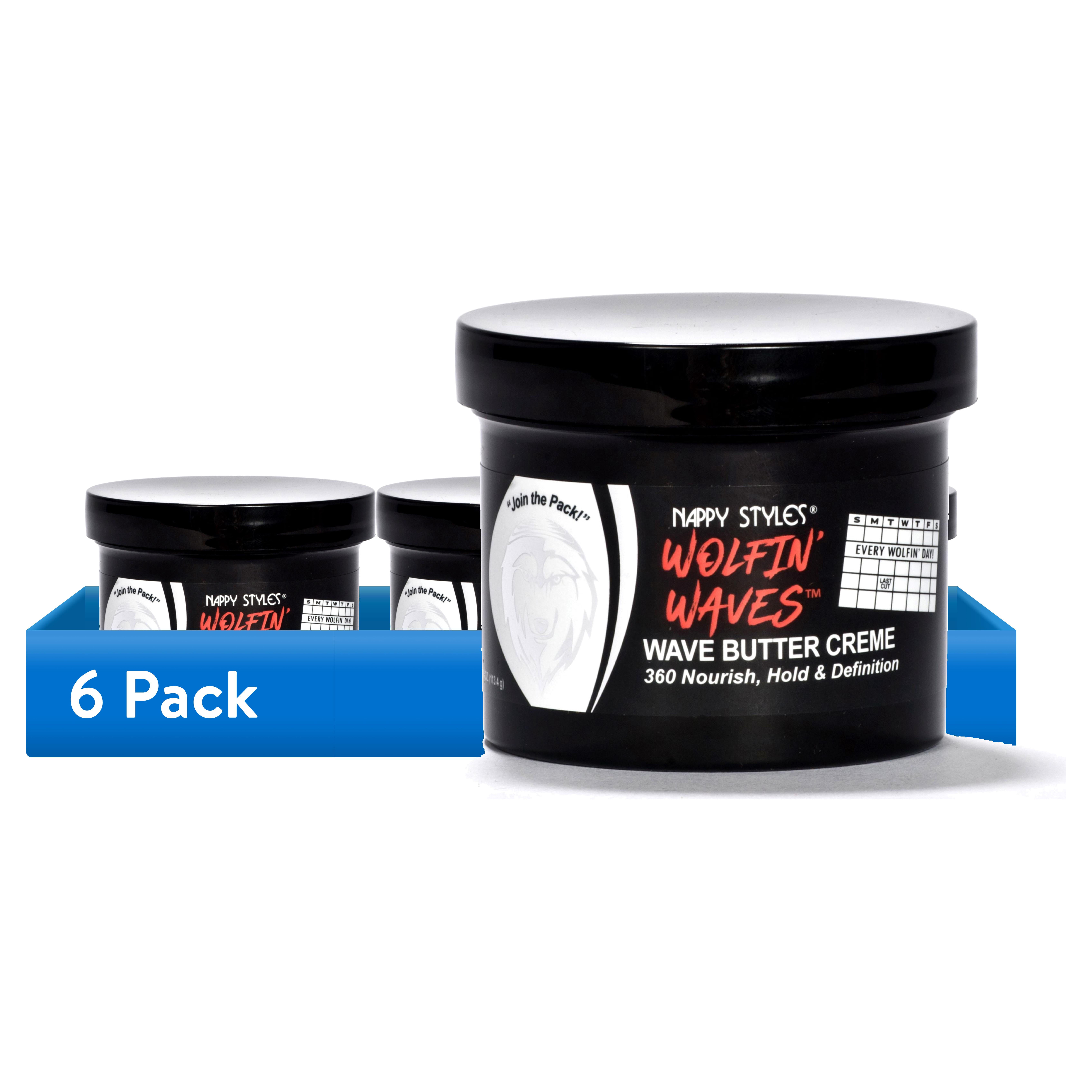 (6 pack) Nappy Styles Wolfin' Waves Wave Butter Crème, 360 Nourish, Hold and Definition, 4oz., Unisex
