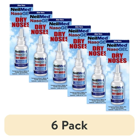 (6 pack) NasoGel Water Soluble Saline Nasal Gel Spray for Dry Noses by NeilMed - 1 fl.oz.- 30 ml