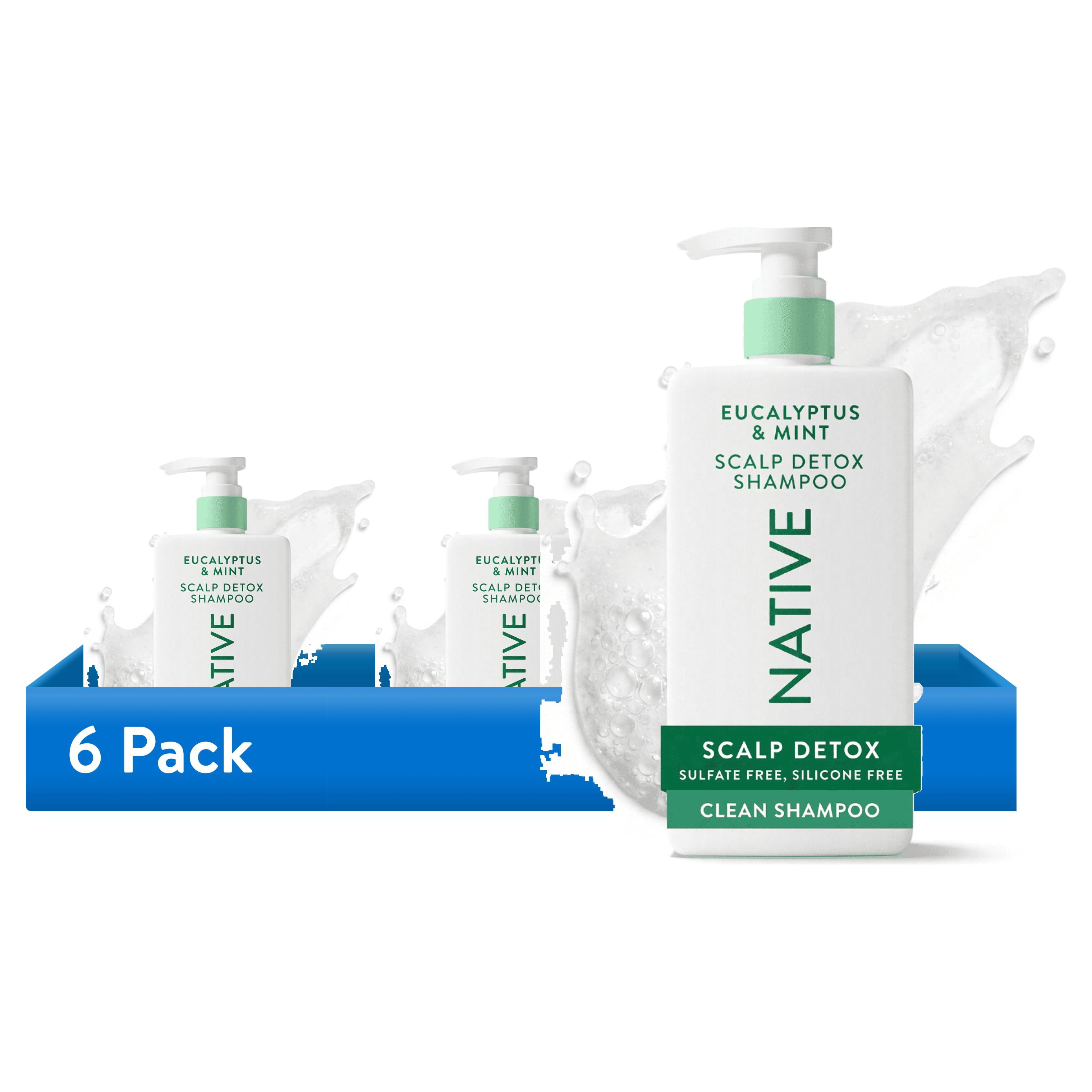(6 pack) Native Scalp Detox Shampoo Eucalyptus & Mint with Salicylic Acid, Sulfate Free 16.5 fl oz
