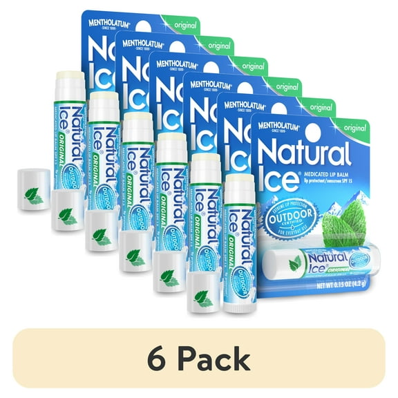 (6 pack) Natural ice Original Flavor SPF 15 Medicated Lip Protectant/Sunscreen