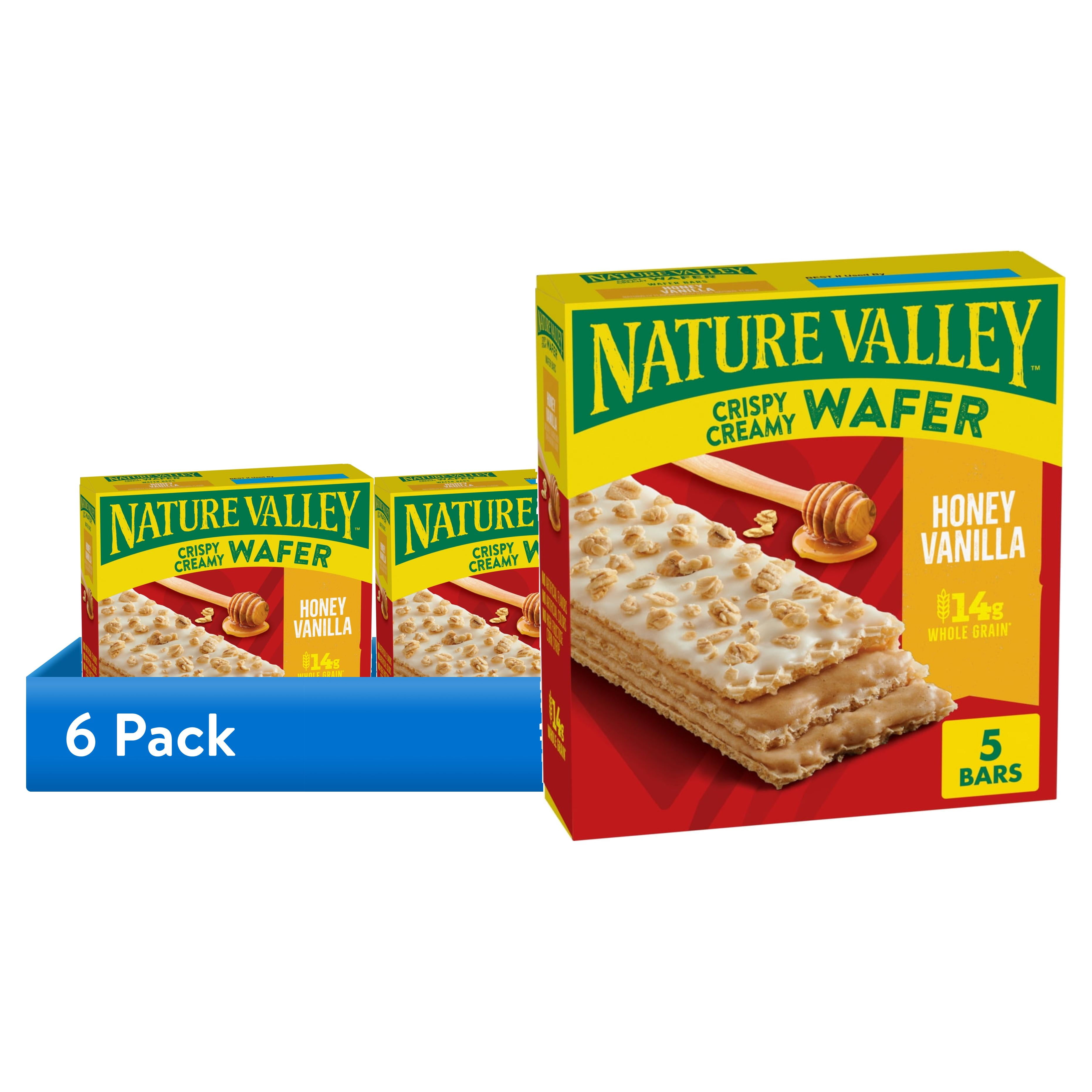 (6 pack) Nature Valley Crispy Creamy Wafer Bars, Honey Vanilla, Whole Grain, 5 Bars, 6.5 oz