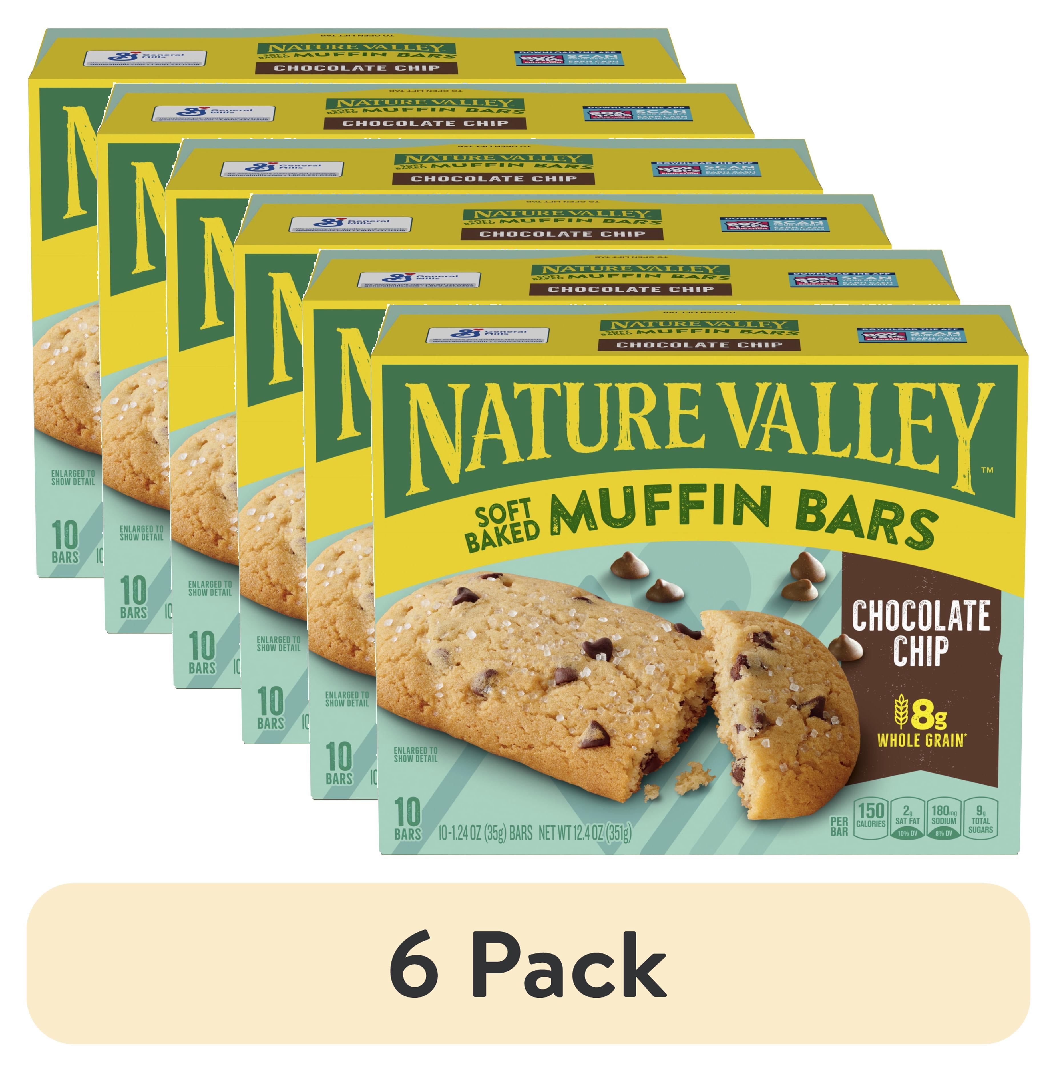 (6 pack) Nature Valley Soft Baked Muffin Bars, Chocolate Chip, Snack Bars, 10 Bars, 12.4 oz