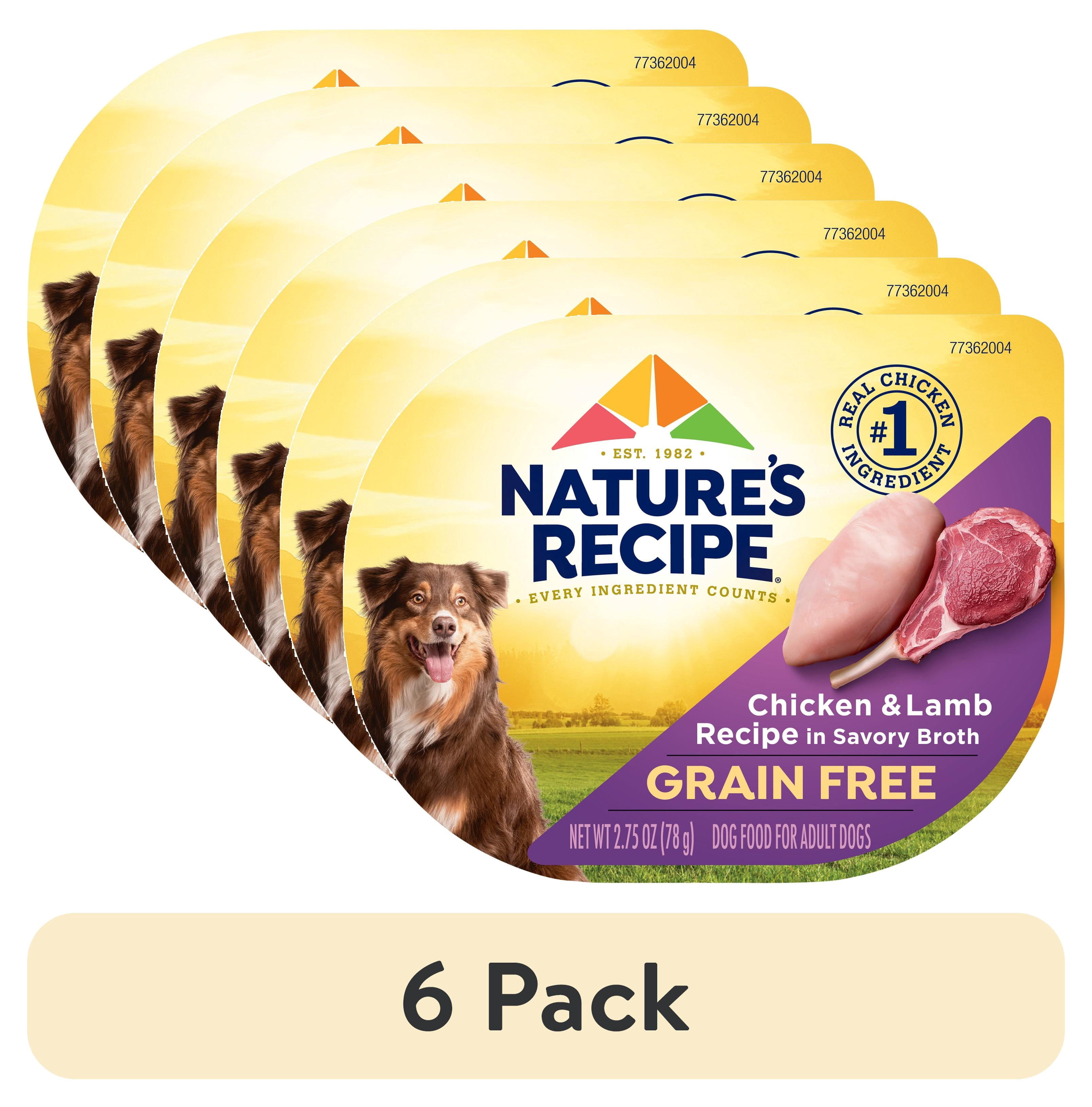 (6 pack) Nature's Recipe Grain Free Chicken & Lamb in Savory Broth Wet Dog Food, 2.75 oz Cup