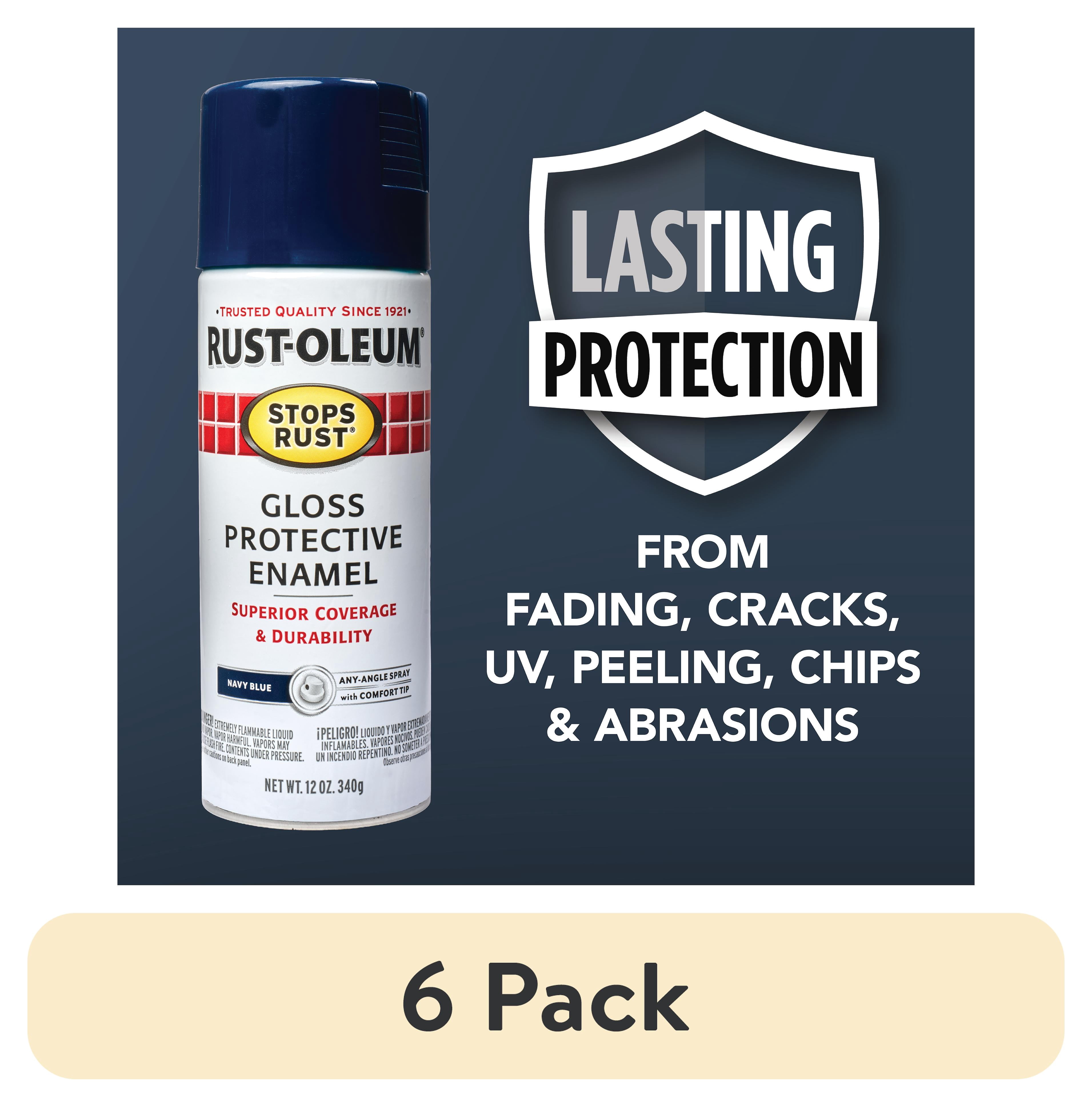 (6 pack) Navy, Rust-Oleum Stops Rust Protective Enamel Gloss Spray Paint-7723830, 12 oz