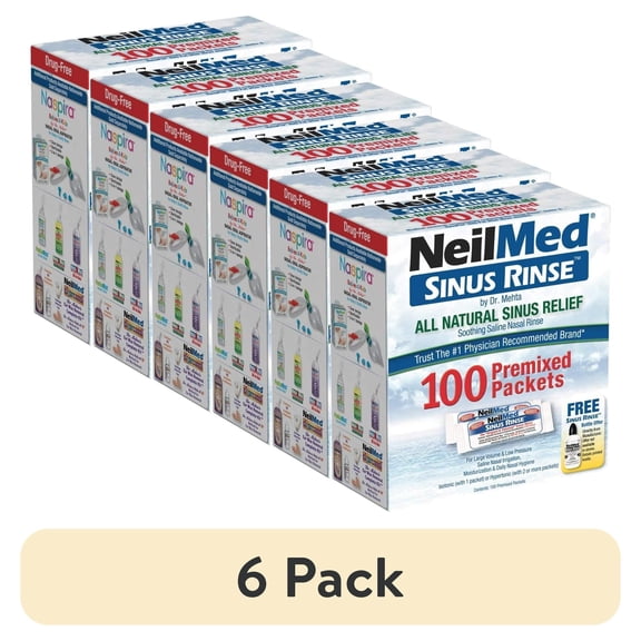 (6 pack) NeilMed Sinus Rinse Premixed Refill Packets, 100 Ct