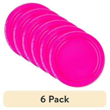 (6 pack) Disposable Paper Plates, 7", Neon Pink, 24 Count, by Way To Celebrate