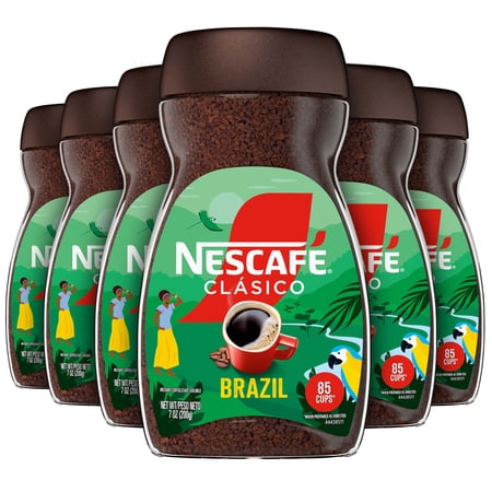 (6 pack) NESCAFÉ CLÁSICO Brazil, Instant Coffee, 7 oz, 1 Jar