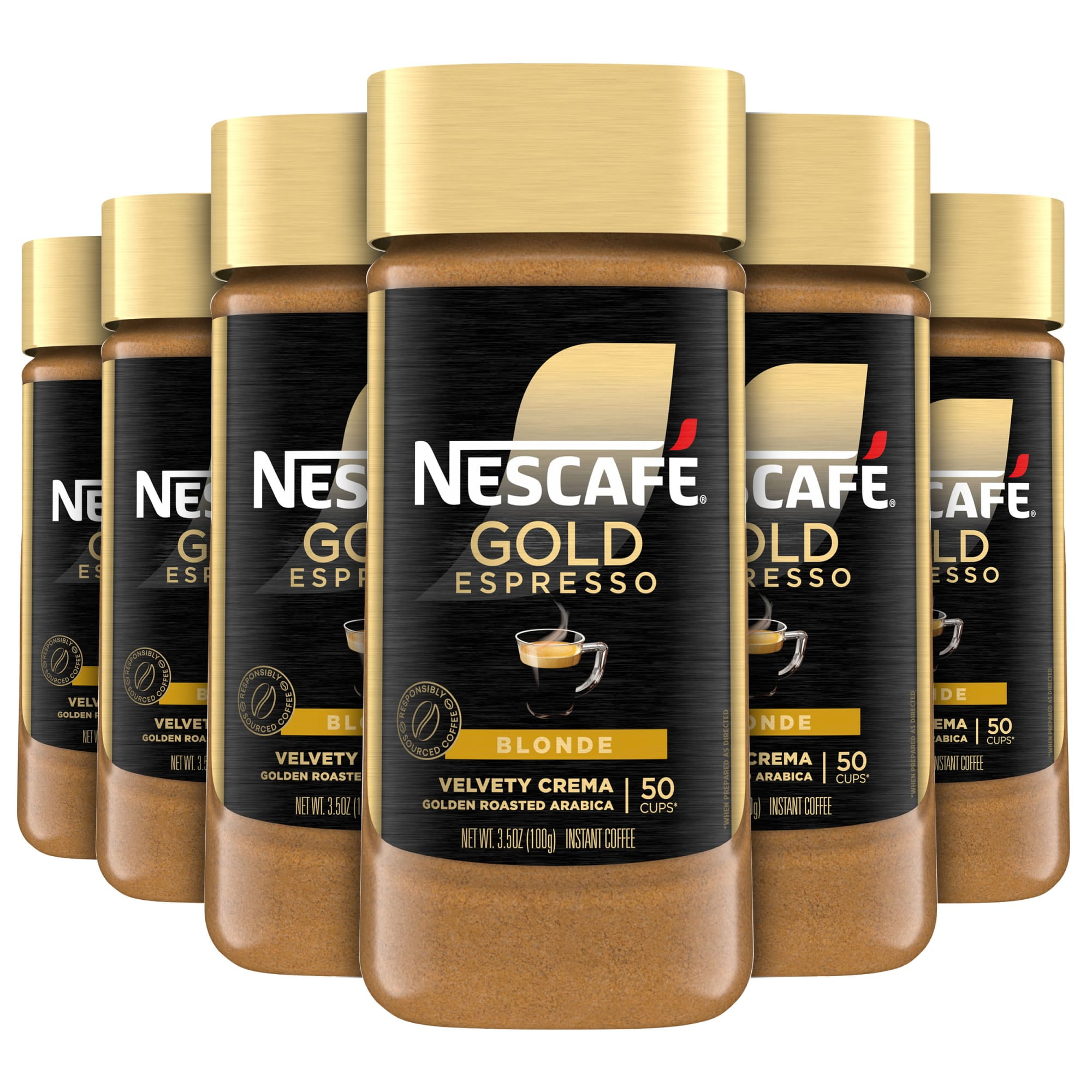 6 pack) NESCAFÉ Gold Espresso Blonde, Instant Coffee, 3.5 oz, 6