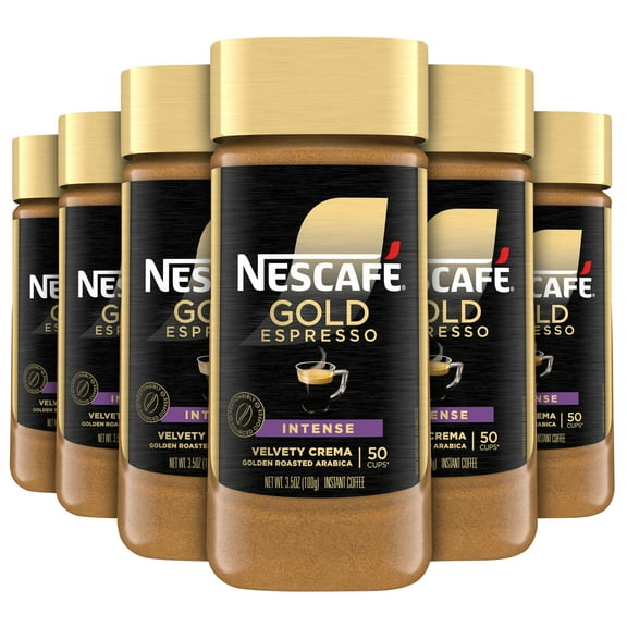 (6 pack) NESCAF Gold Espresso Intense, Instant Coffee, 3.5 oz, 6 Pack of Jars