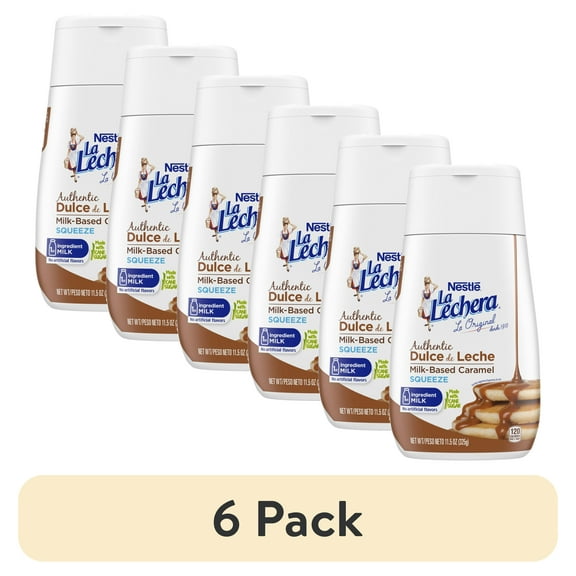 (6 pack) Nestle La Lechera Dulce de Leche Milk Based Caramel Sauce, 11.5 oz Squeeze Bottle