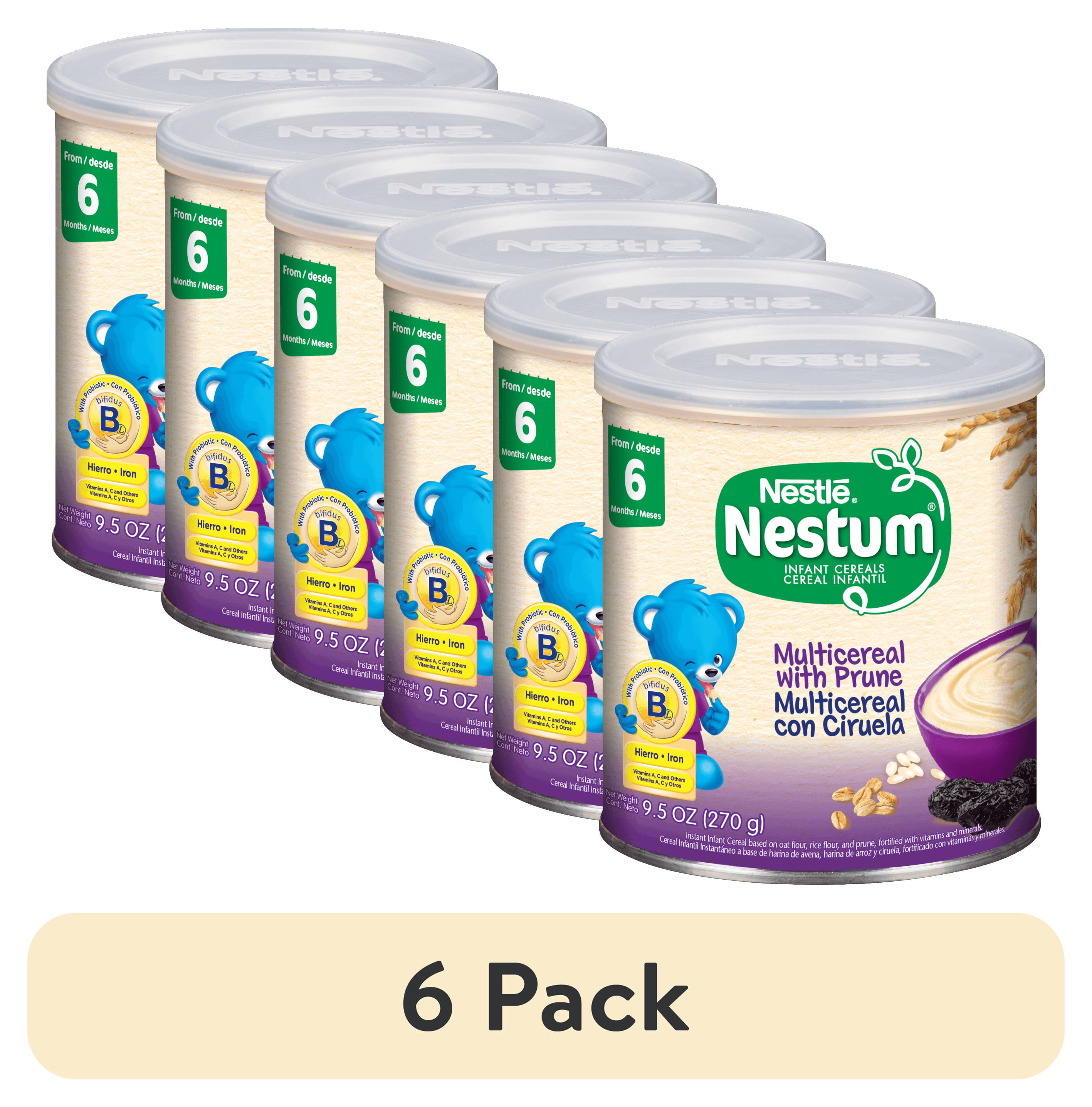 (6 pack) Nestlé Nestum Stage 2 Baby Cereal, Multicereal with Prune, 9.5 Ounce Canister