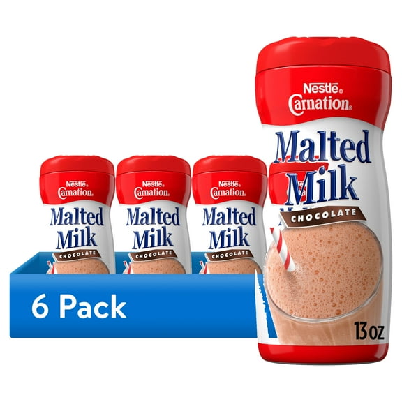 (6 pack) Nestle Carnation Chocolate Malted Milk Instant Stir In Powder Mix, 13 oz Canister, 17 Servings