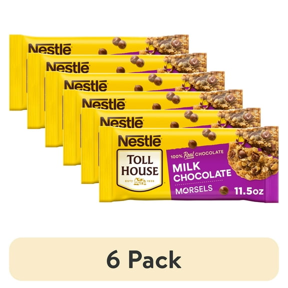 (6 pack) Nestle Toll House Milk Chocolate Chips for Valentine's Day Baking, Regular, 11.5 oz Bag
