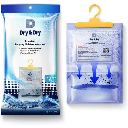 [6 pack][Net 7 oz/Pack] "Dry & Dry" Premium Hanging Moisture Absorber