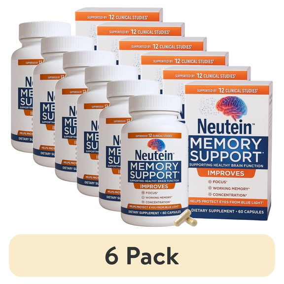 (6 pack) Neutein Natural Memory Support Supplement PhD Formulated Cognitive Support Plant Based 60 Capsules