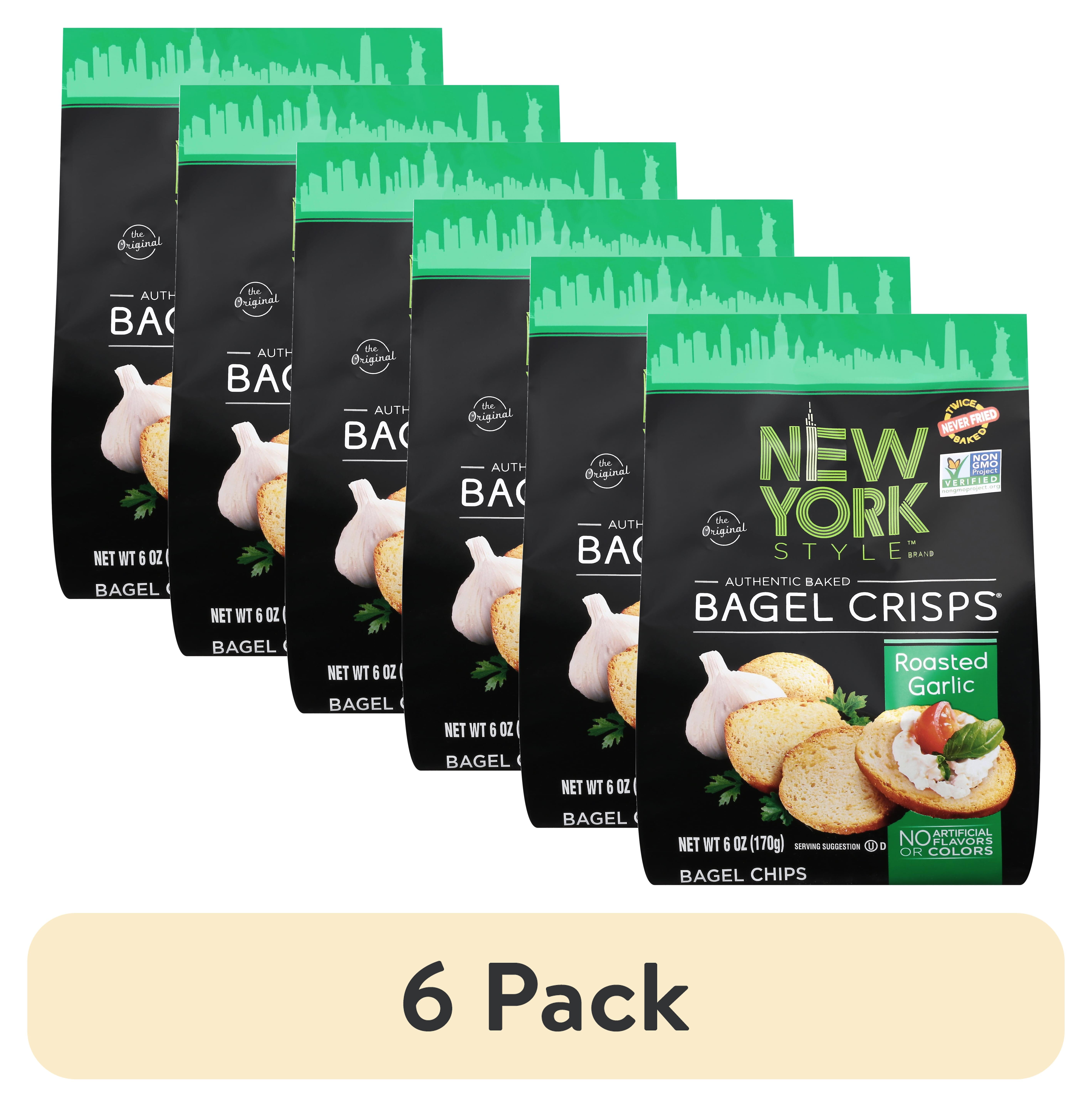 (6 pack) New York Style Roasted Garlic Bagel Crisps, Bagel Chips, 6 oz