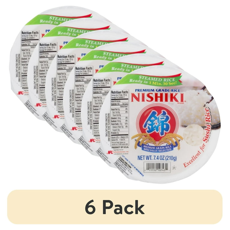 6 pack) Nishiki Premium Grade Steamed White Rice, 7.4 oz