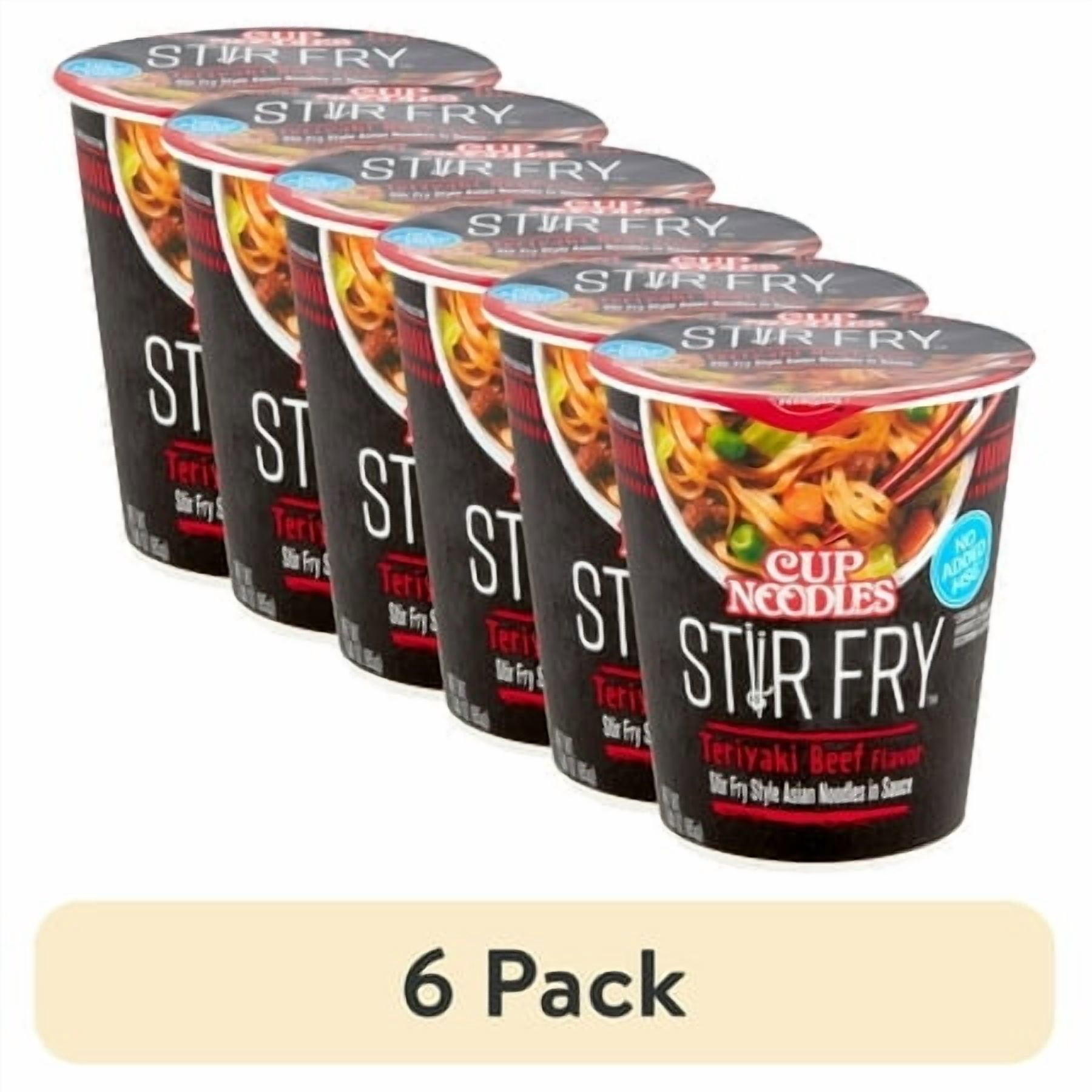 (6 pack) Nissin Foods Cup Noodles Stir Fry Ramen Noodles, Teriyaki Beef Flavor, 3.0 oz Cup, Shelf-Stable