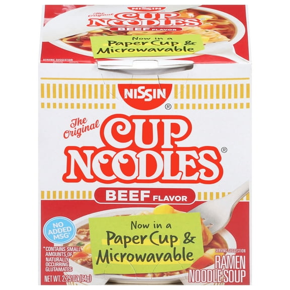 (6 pack) Nissin Foods The Original Cup Noodles Ramen Noodle Soup, Beef Flavor, 2.25 oz Cup, Shelf-Stable