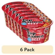 (6 pack) Nissin Foods Top Ramen The Original Ramen Noodle Soup, Beef Flavor, 3.28 oz Bowl, Shelf-Stable