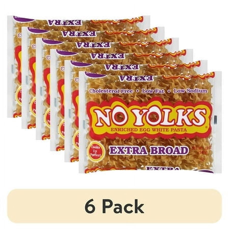 (6 pack) No Yolks Extra Broad Egg White Noodles, 12 ounce bag