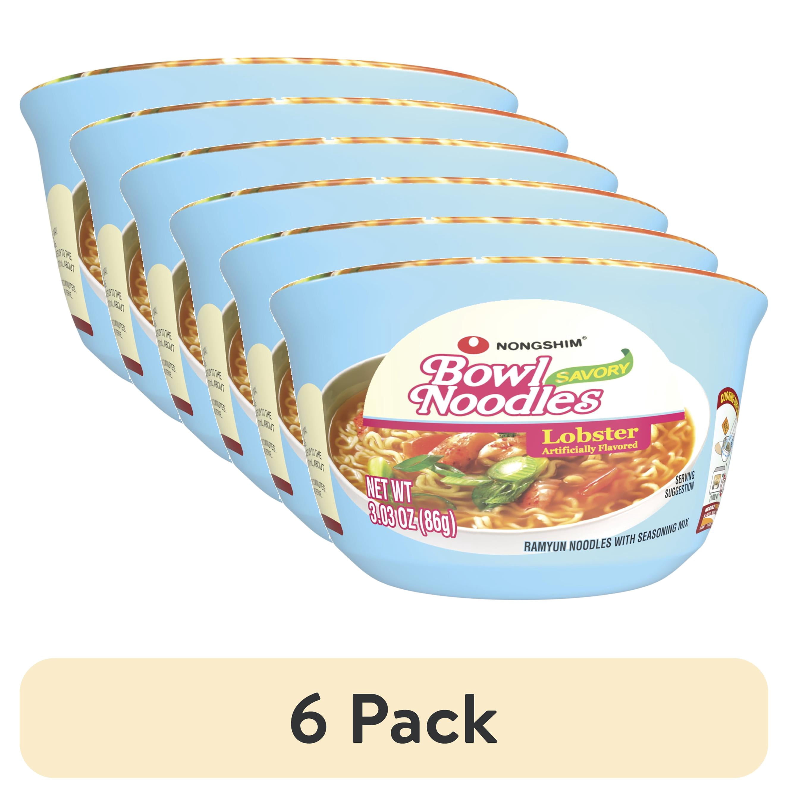 (6 pack) Nongshim Bowl Noodle Savory Lobster Ramyun Ramen Noodle Soup Bowl, 3.03oz X 1 Count, Shelf-Stable