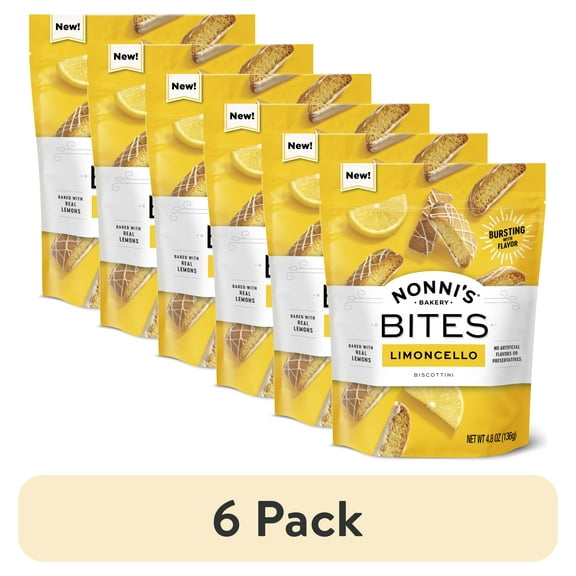 (6 pack) Nonni's, Limoncello Biscotti Bites, 4.8 oz. Bag, Approximately 18 Cookies per Pack