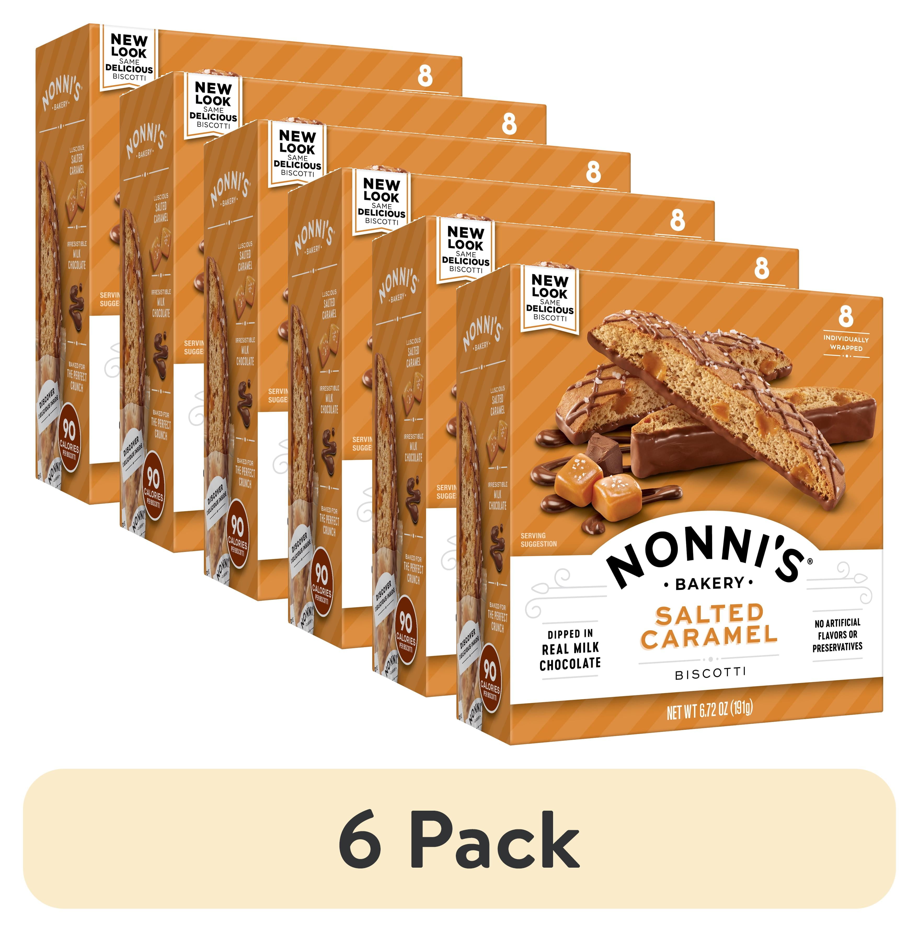(6 pack) Nonni's Bakery, Salted Caramel Biscotti, Individually Wrapped, 6.72 oz, 8 Count