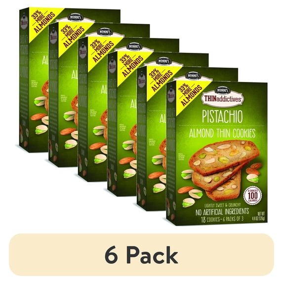 (6 pack) Nonni's THINaddictives Pistachio Almond Thin Cookies, 18 count, 4.4 oz