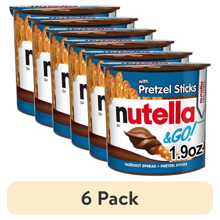 (6 pack) Nutella & Go! Hazelnut Spread with Pretzel Sticks, On-the-Go Snack Cups, Snack Pack, 1.9 oz