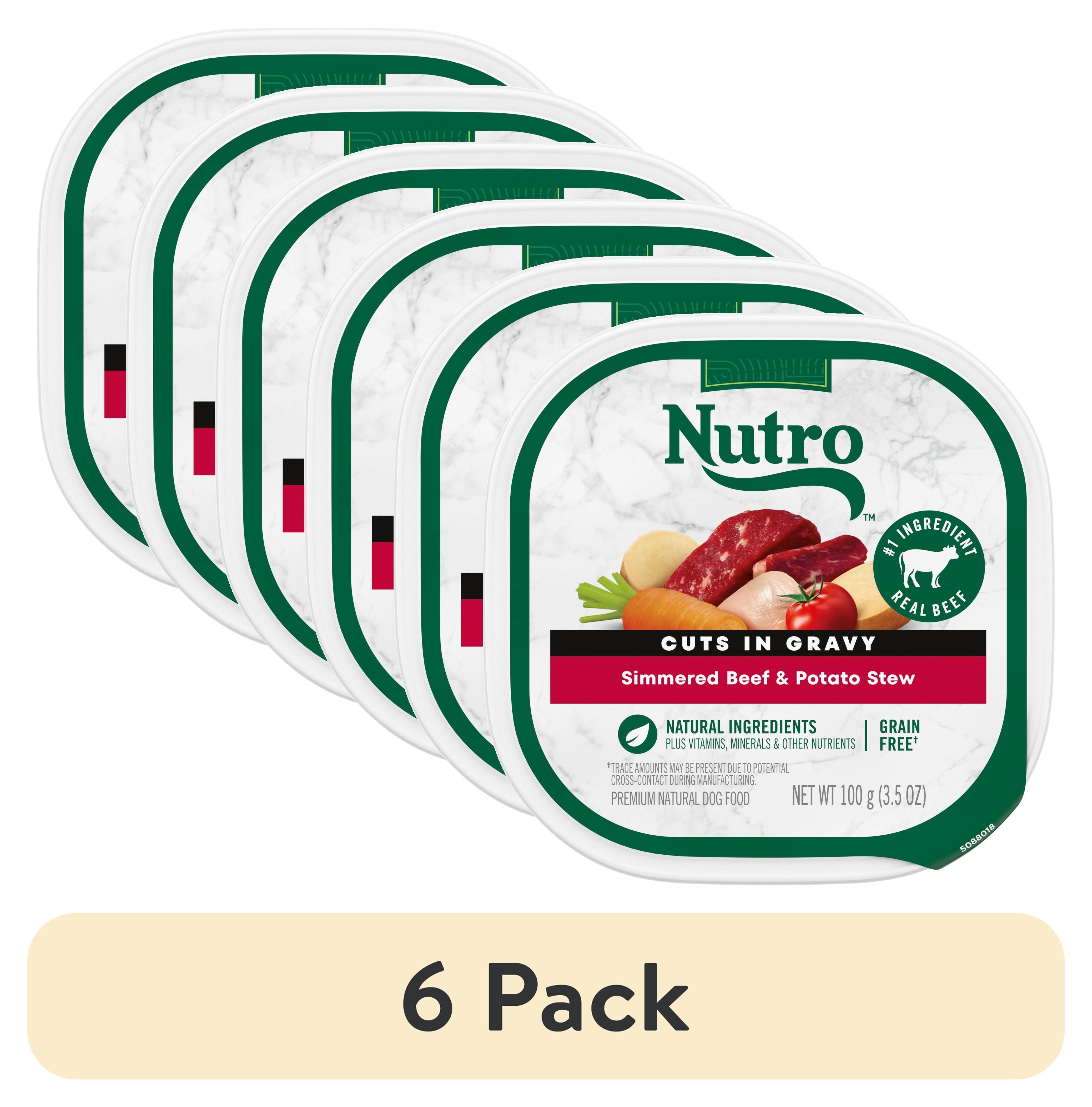 (6 pack) Nutro Cuts In Gravy Simmered Beef & Potato Stew Wet Dog Food For Adult Dog, 3.5 Oz Tray