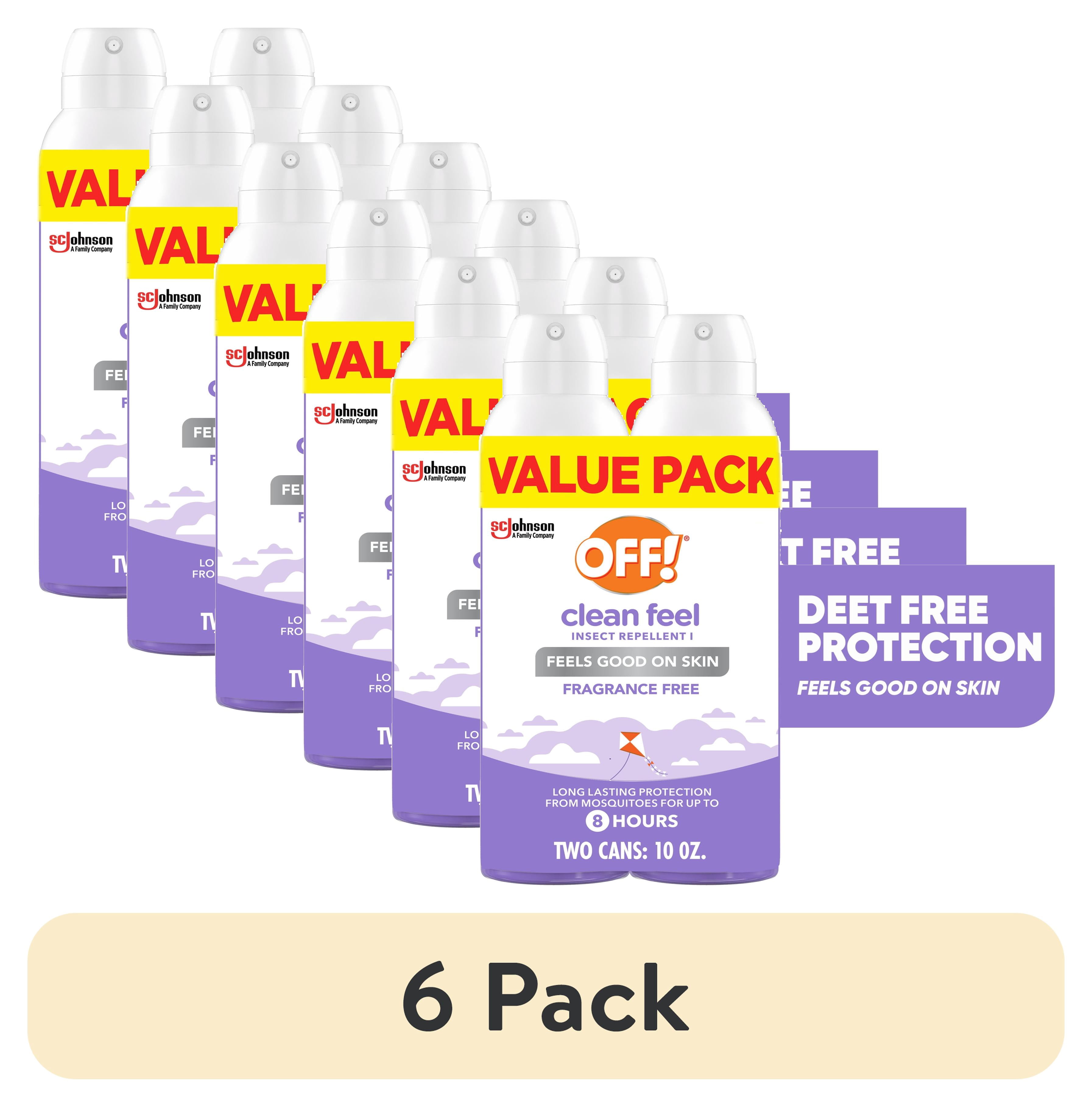 (6 pack) OFF! Clean Feel Picaridin Insect Repellent Spray Aerosol Value Pack, Tick, Mosquito Repellent, 2 Cans, 10 oz Total