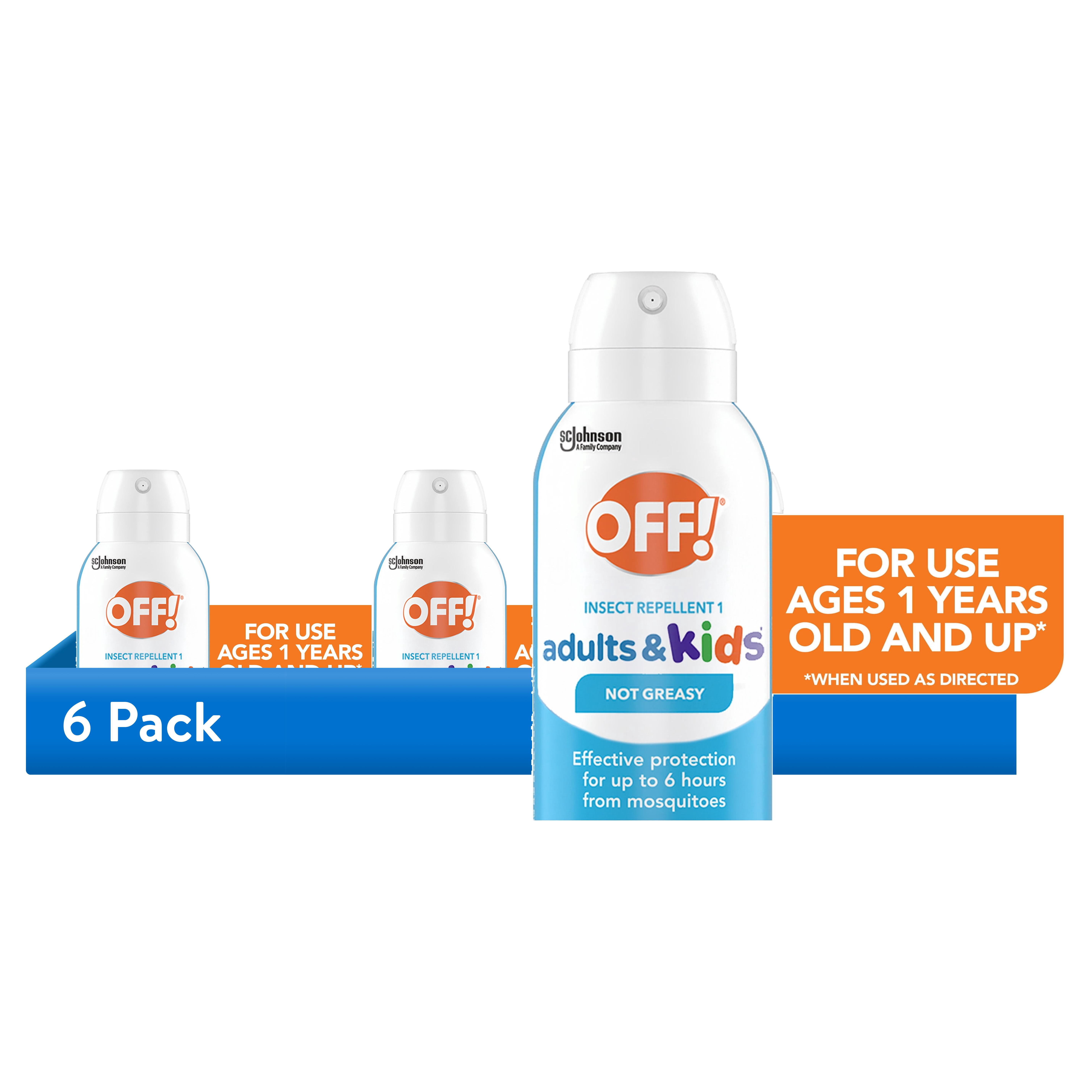 (6 pack) OFF! Insect Repellent Aerosol for Adults & Kids, Fragrance-Free Bug Spray for Everyday Protection from Mosquitoes, 5 oz