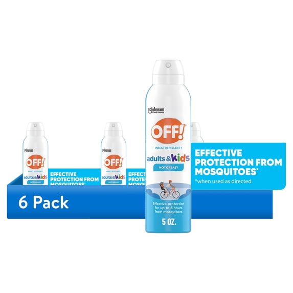 (6 pack) OFF! Insect Repellent Aerosol for Adults & Kids, Fragrance-Free Bug Spray for Everyday Protection from Mosquitoes, 5 oz