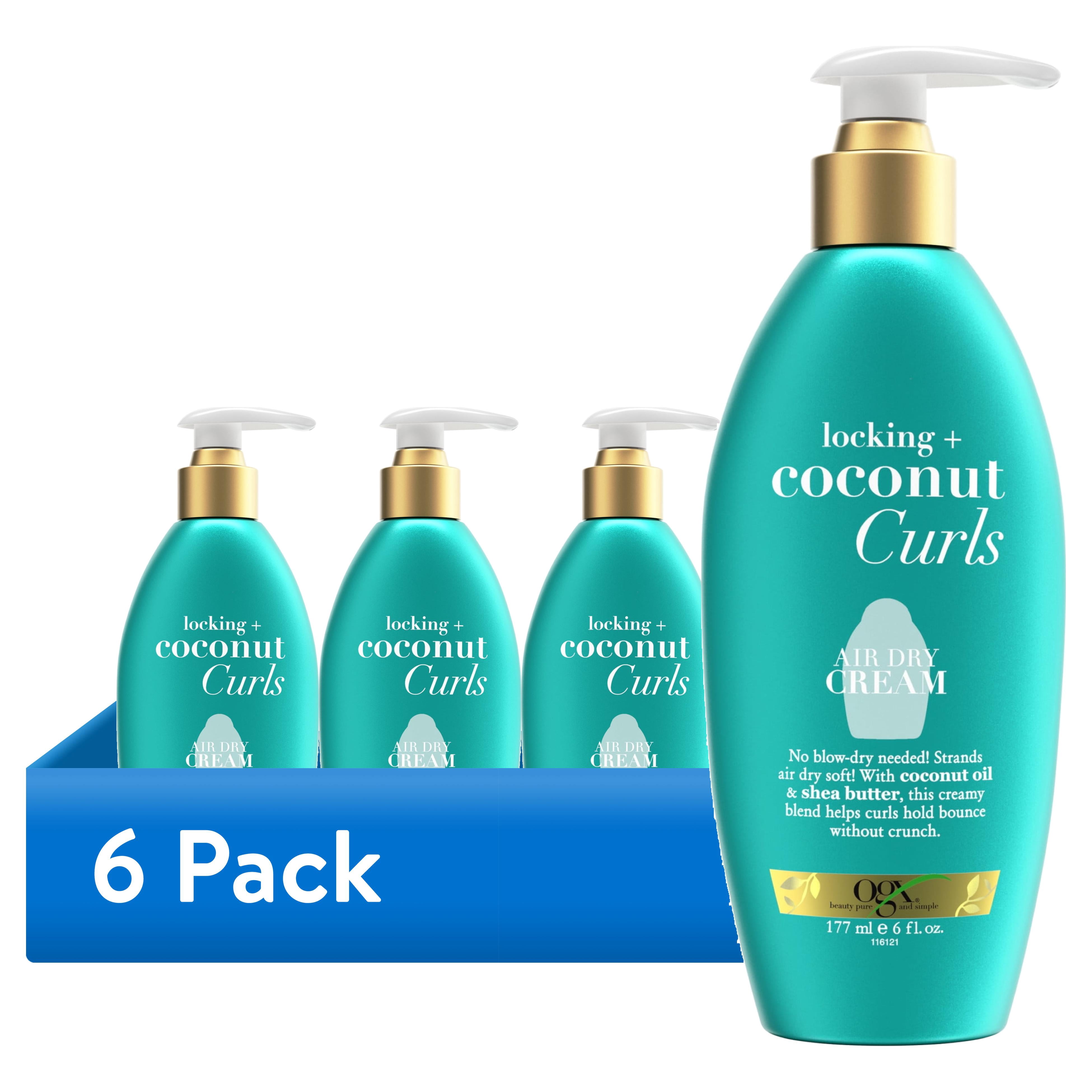 (6 pack) OGX Locking + Coconut Curls Color Protection Hair Styling Cream, 6 fl oz