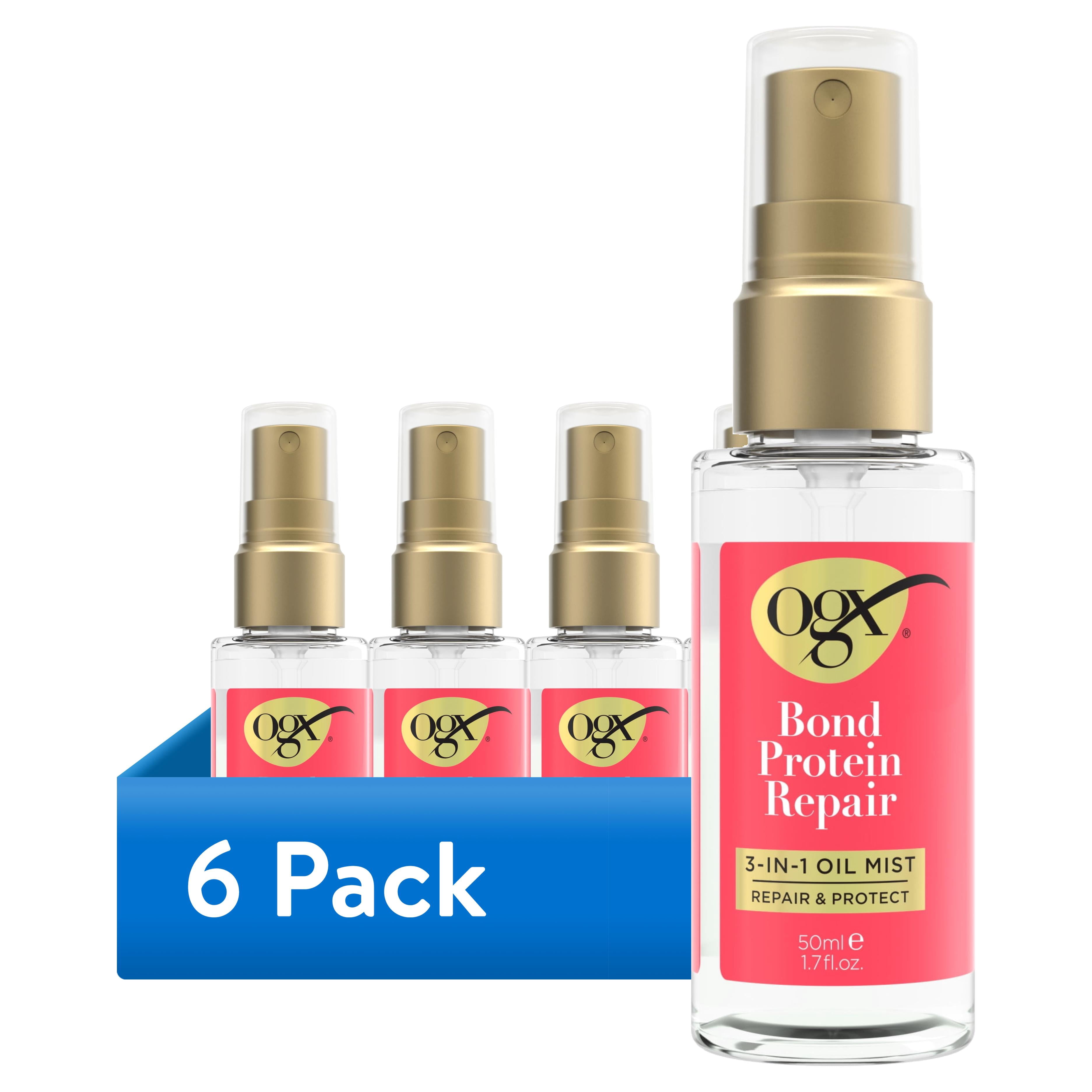 (6 pack) OGX Repair & Protect Bond Protein Repair 3-in-1 Oil Mist, 1.7 fl. oz