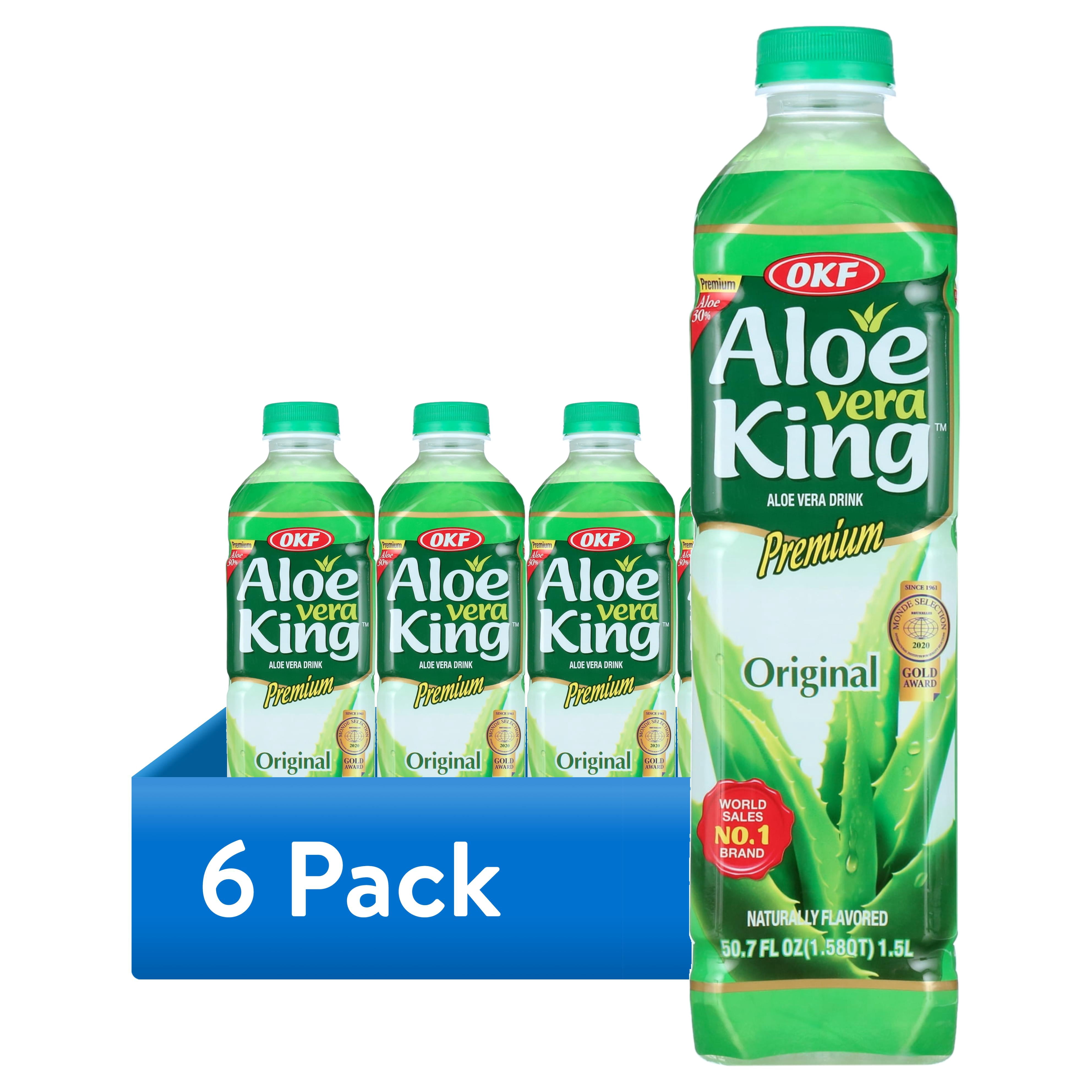 (6 pack) OKF Aloe Vera King Natural Original Aloe Vera Drink, 1.5 L