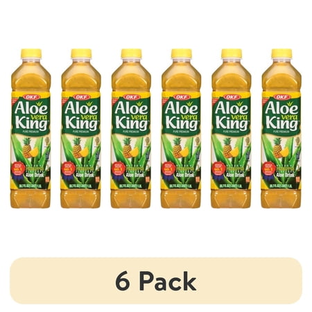 (6 pack) OKF Aloe Vera King Natural Pineapple Flavored Aloe Drink, 50.7 fl oz