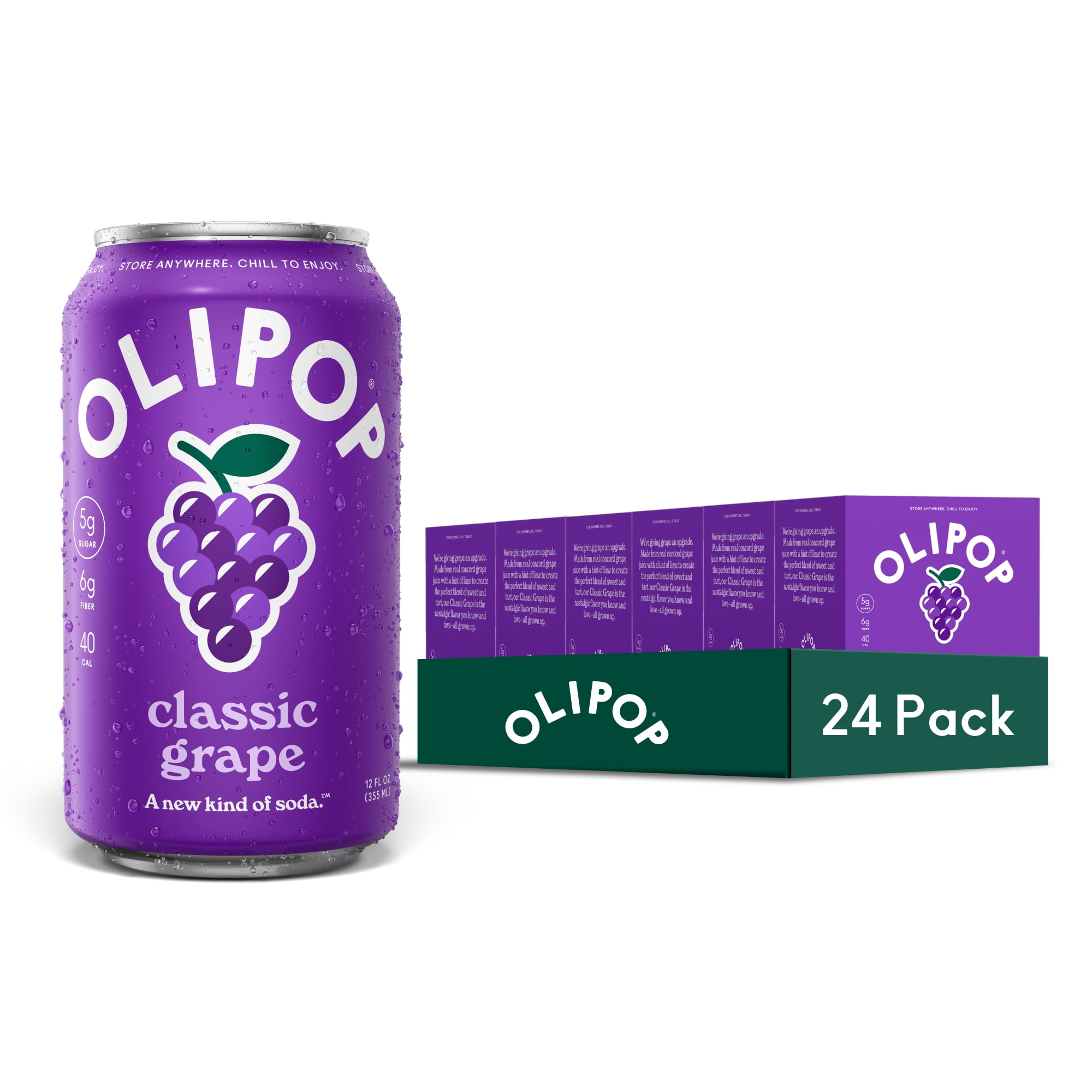 6 pack) OLIPOP Prebiotic Soda, Classic Grape, 12 fl oz, 4 Pack