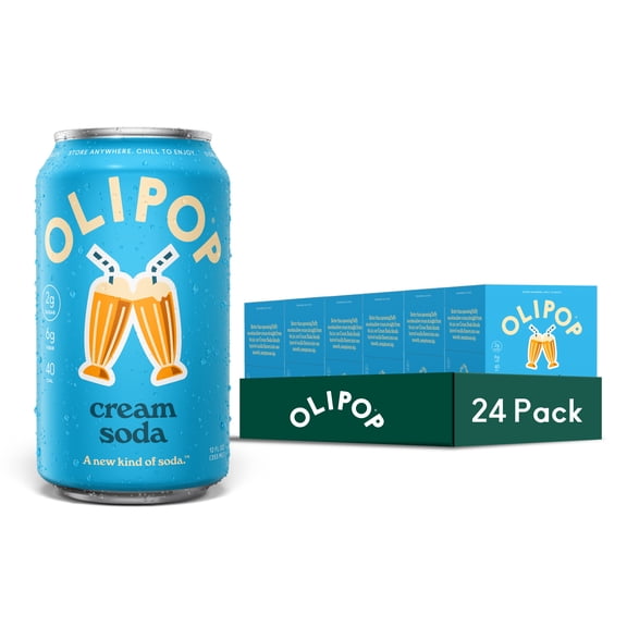 (6 pack) OLIPOP Prebiotic Soda, Cream Soda, 12 fl oz, 4 Pack, Pantry Packs (24 Total Cans)