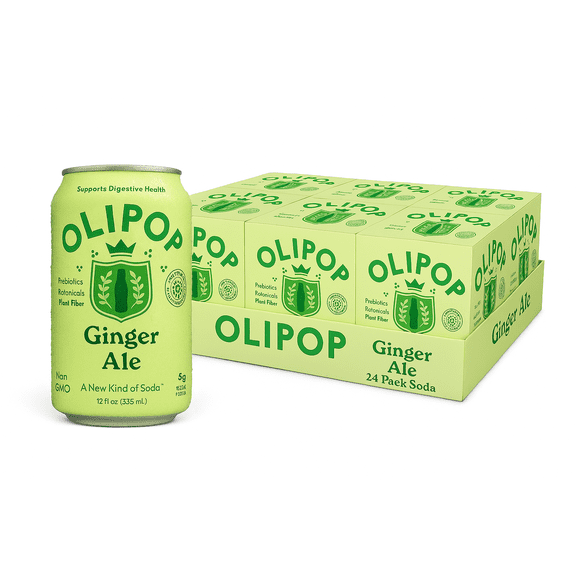 (6 pack) OLIPOP Prebiotic Soda, Ginger Ale, 12 fl oz, 4 Pack, Pantry Packs