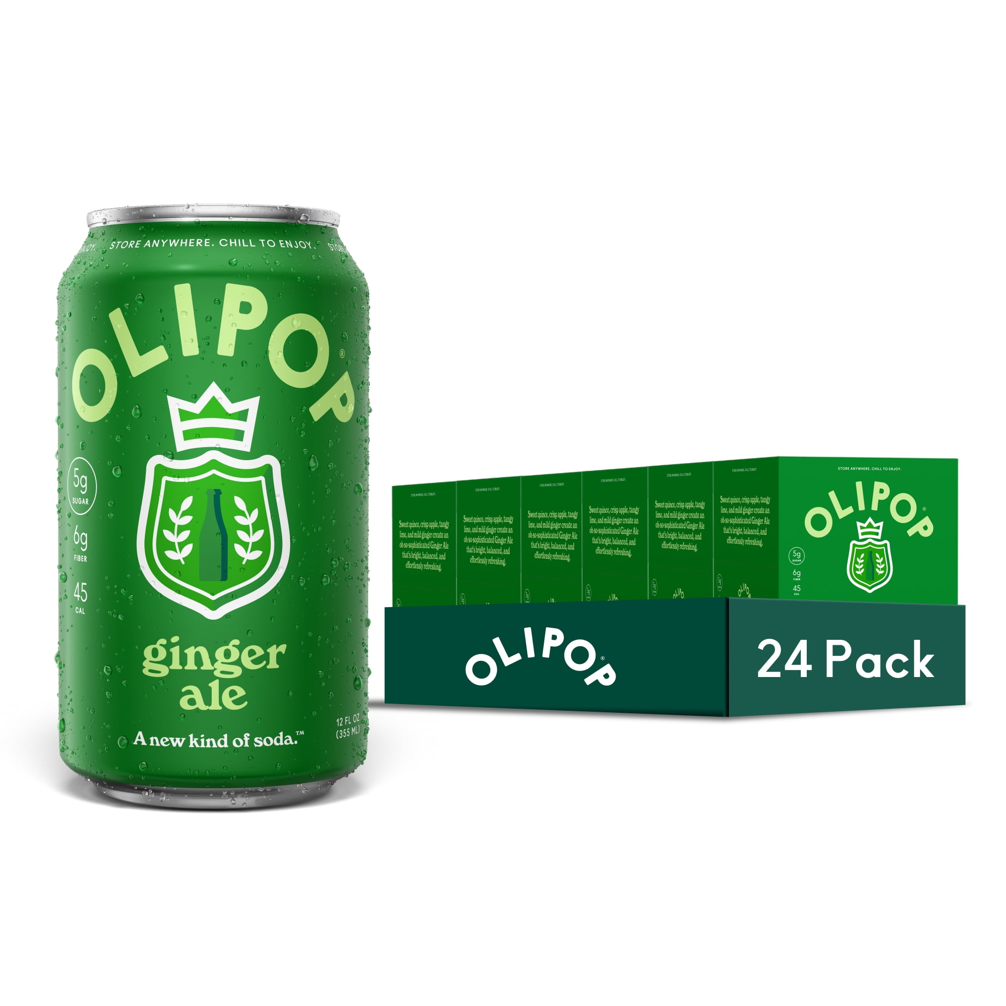 (6 pack) OLIPOP Prebiotic Soda, Ginger Ale, 12 fl oz, 4 Pack, Pantry Packs
